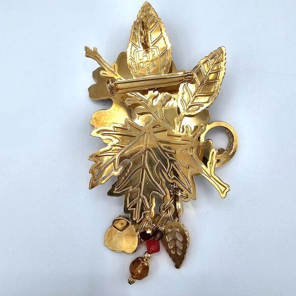 Lunch At The Ritz Autumn Leaf Brooch RARE VTG Enamel Leaves Pendant LATR 2GO Pin - Picture 10 of 16